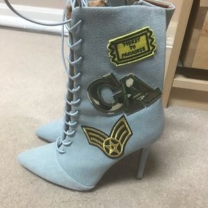 Qupid denim lace up boots size 6.5